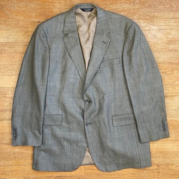 Jos A Bank Mens Blazer Size 42R/43R Silk Wool 90s Micro Plaid Sport Coat Jacket - Picture 1 of 6